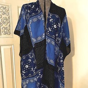 Marcus Adler blue handkerchief shawl. One size fits